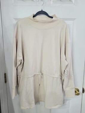 Jockey Cream Drawstring-Waist Pullover Super Soft Sweatshirt NWT